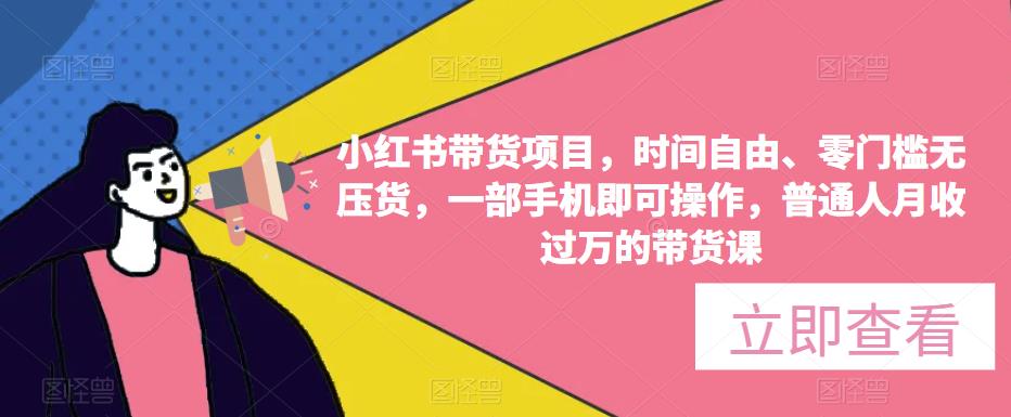 小红书带货项目，时间自由、零门槛无压货，一部手机即可操作，普通人月收过万的带货课-88共享