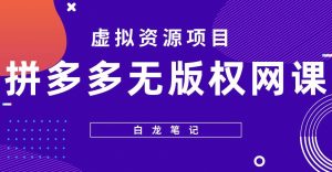 【白龙笔记】拼多多无版权网课项目，月入5000的长期项目，玩法详细拆解【揭秘】-88共享