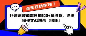 抖音高效截流日加100+精准粉，详细操作实战演示【揭秘】-88共享