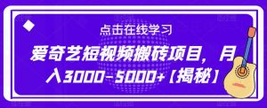爱奇艺短视频搬砖项目，月入3000-5000+【揭秘】-88共享