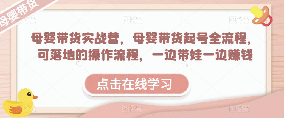 母婴带货实战营，母婴带货起号全流程，可落地的操作流程，一边带娃一边赚钱（附素材）-88共享