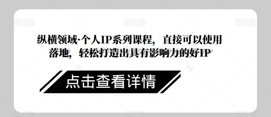 纵横领域·个人IP系列课程，直接可以使用落地，轻松打造出具有影响力的好IP-88共享