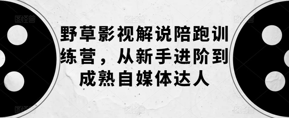 野草影视解说陪跑训练营，从新手进阶到成熟自媒体达人-88共享
