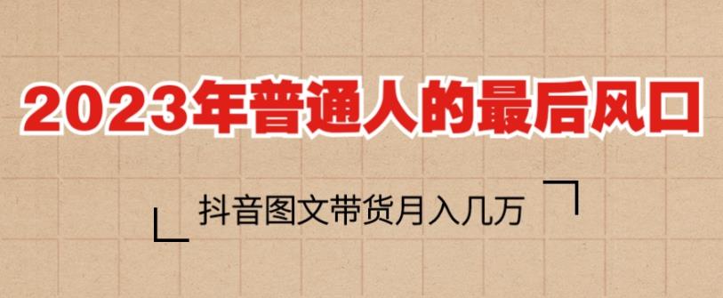 2023年普通人的最后风口，抖音图文带货月入几万，只需一部手机即可操作-88共享