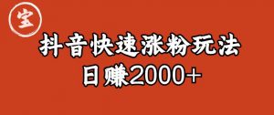 宝哥私藏·抖音快速起号涨粉玩法（4天涨粉1千）（日赚2000+）【揭秘】-88共享