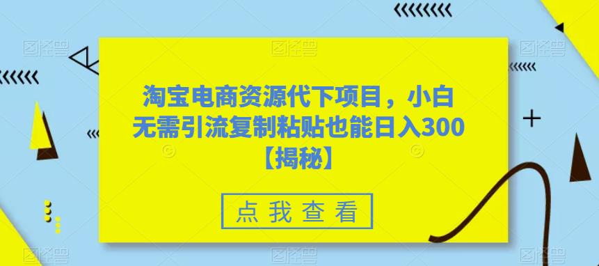 淘宝电商资源代下项目，小白无需引流复制粘贴也能日入300＋【揭秘】-88共享