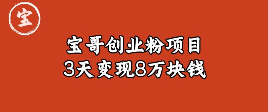 宝哥IP图文创业粉引流项目实战分享：单个账号3天涨粉1万，变现8万块钱（图文教程）【揭秘】-88共享