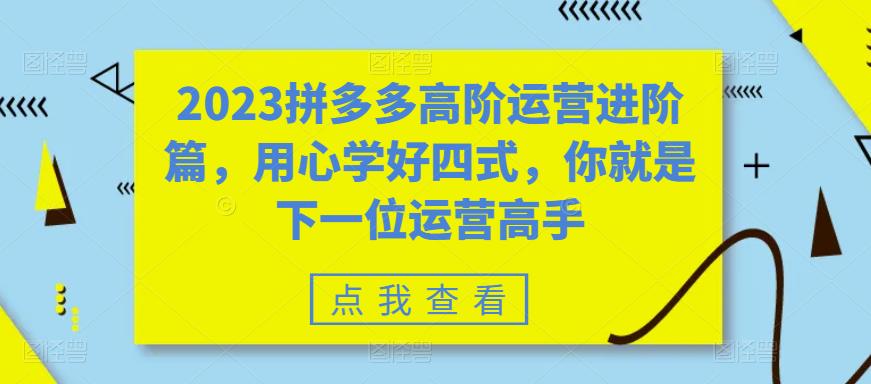 2023拼多多高阶运营进阶篇，用心学好四式，你就是下一位运营高手-88共享