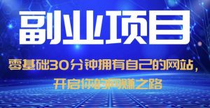零基础30分钟拥有自己的网站，日赚1000+，开启你的网赚之路-88共享
