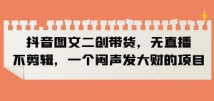 抖音图文二创带货,无直播,不剪辑,一个闷声发大财的项目【揭秘】-88共享