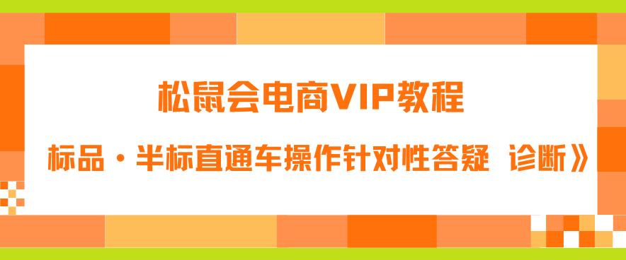 松鼠会电商VIP教程：松鼠《付费推广标品·半标直通车操作针对性答疑&诊断》-88共享