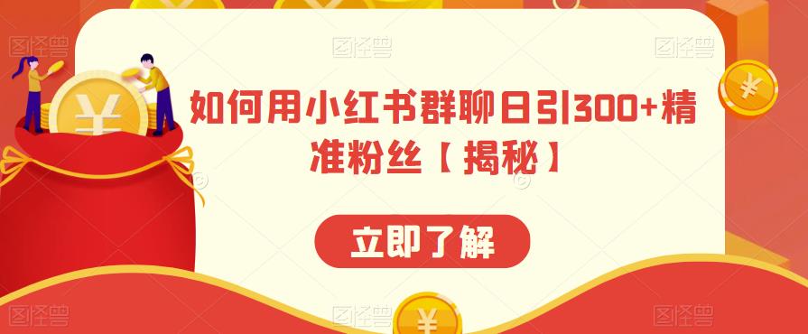 如何用小红书群聊日引300+精准粉丝【揭秘】-88共享