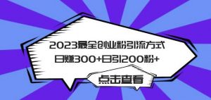 2023最全创业粉引流方式日赚300+日引粉200+【揭秘】-88共享