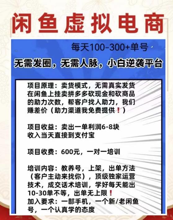 外边收费600多的闲鱼新玩法虚似电商之拼多多助力项目，单号100-300元-88共享