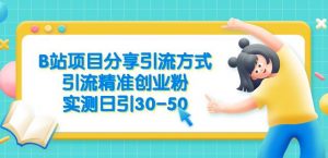 B站项目分享引流方式,引流精准创业粉,实测日引30-50【揭秘】-88共享