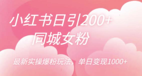 小红书日引200+同城女粉，最新实操爆粉玩法，单日变现1000+【揭秘】-88共享