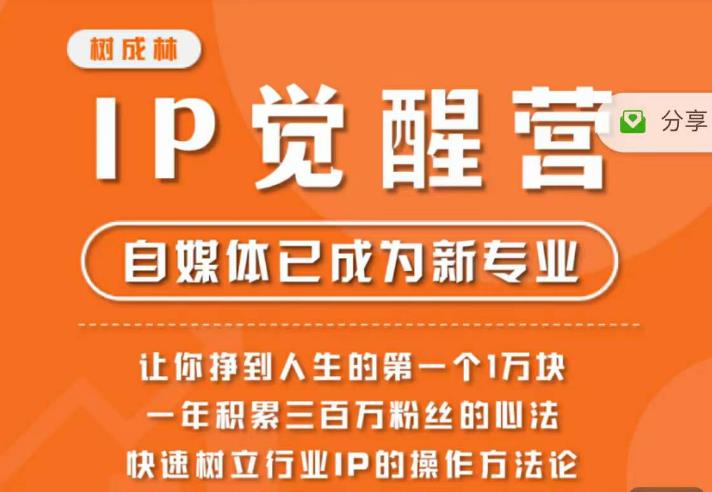 树成林·IP觉醒营，快速树立行业IP的操作方法论，让你赚到人生的第一个1万块-88共享