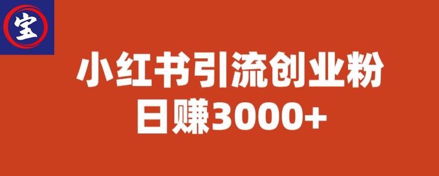宝哥小红书引流创业粉，日赚3000+【揭秘】-88共享