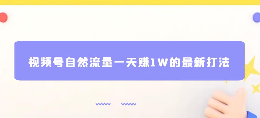 视频号自然流量一天赚1W的最新打法，基本0投资【揭秘】-88共享