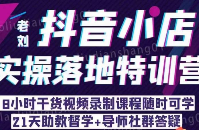 老刘·抖店商品卡流量，​抖音小店实操落地特训营，8小时干货视频录制课程随时可学-88共享