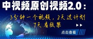 中视频原创视频2.0：3分钟一个视频，2天过计划，7天看效果【揭秘】-88共享