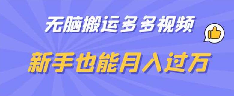 无脑搬运多多视频，新手也能月入过万【揭秘】-88共享