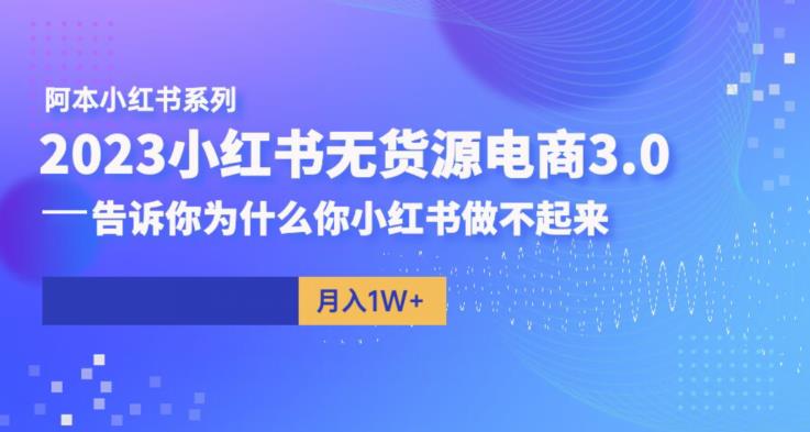 阿本小红书无货源电商3.0，告诉你为什么你小红书做不起来-88共享