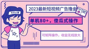 2023最新玩法短视频广告撸金,亲测单机收益80+,可矩阵,傻瓜式操作,小白可上手【揭秘】-88共享