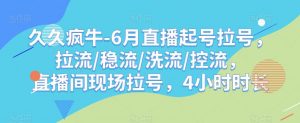 久久疯牛-6月直播起号拉号,拉流/稳流/洗流/控流,直播间现场拉号,4小时时长-88共享