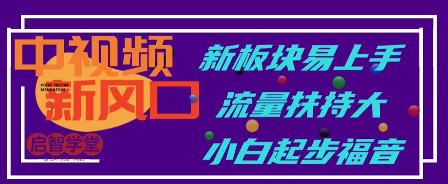 中视频新风口，新板块易上手，流量扶持大，小白起步福音【揭秘】-88共享