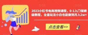 2023小红书电商视频课程,0-1入门保姆级教程,全盘玩法小白也能做到月入2w+-88共享