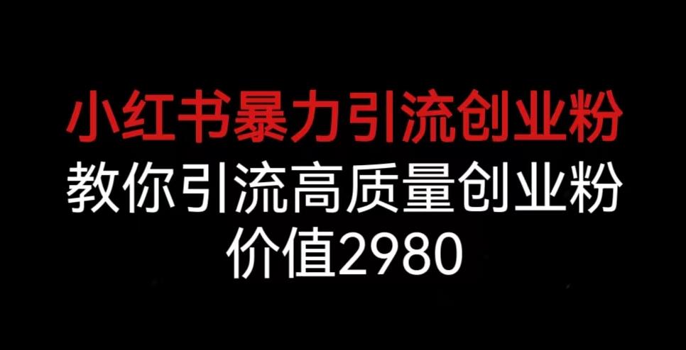 小红书暴力引流创业粉，教你引流高质量创业粉，价值2980【揭秘】-88共享