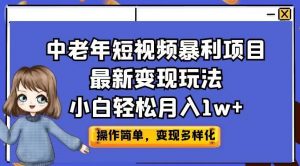 中老年短视频暴利项目最新变现玩法,小白轻松月入1w+【揭秘】-88共享