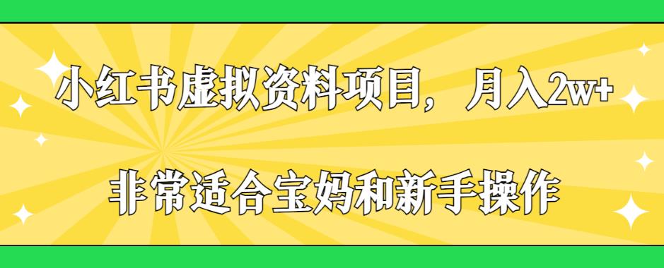 小红书虚拟资料项目，月入2w+，非常适合宝妈和新手操作【揭秘】-88共享