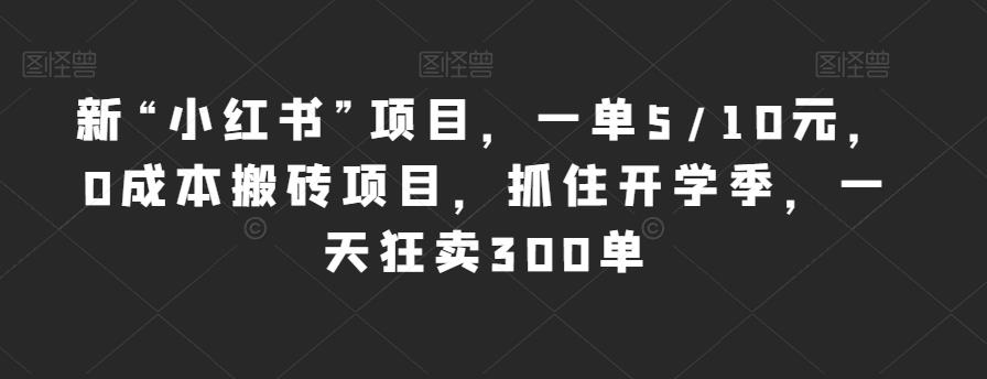 新“小红书”项目，一单5/10元，0成本搬砖项目，抓住开学季，一天狂卖300单【揭秘】-88共享