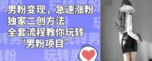 男粉变现,急速涨粉独家二创方法,全套流程教你玩转“男粉项目”【揭秘】-88共享
