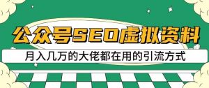 公众号SEO虚拟资料,操作简单,日入500+,可批量操作【揭秘】-88共享