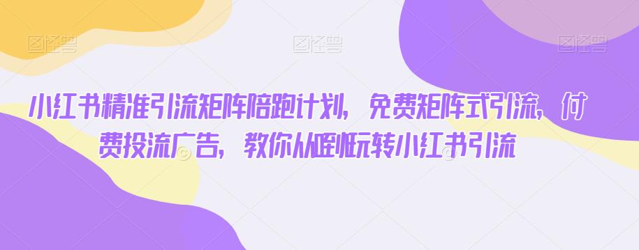 小红书精准引流矩阵陪跑计划，免费矩阵式引流，付费投流广告，教你从0到1玩转小红书引流-88共享