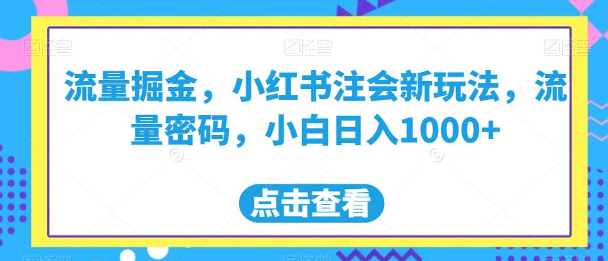 流量掘金，小红书注会新玩法，流量密码，小白日入1000+【揭秘】-88共享