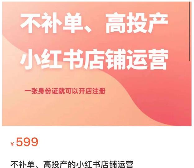 不补单、高投产的小红书店铺运营，一张身份证就可以开店注册-88共享