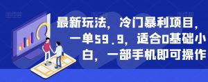 最新玩法,冷门暴利项目,一单59.9,适合0基础小白,一部手机即可操作【揭秘】-88共享