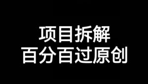 项目拆解赛道百分百过原创【揭秘】-88共享