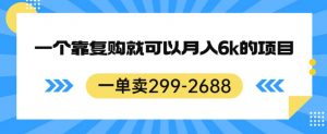 一单卖299-2688,一个靠复购就可以月入6k的暴利项目【揭秘】-88共享