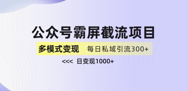 公众号霸屏截流项目+私域多渠道变现玩法，全网首发，日入1000+【揭秘】-88共享
