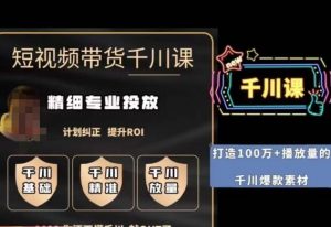 短视频带货-千川专业投放课，​精细化专业投放，计划纠正，提升ROI-88共享