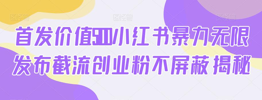 首发价值5100小红书暴力无限发布截流创业粉不屏蔽揭秘-88共享