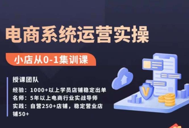 抖店精细化运营全案课，抖音​小店从0-1集训营，电商系统运营实操课-88共享
