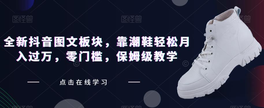 全新抖音图文板块，靠潮鞋轻松月入过万，零门槛，保姆级教学【揭秘】-88共享
