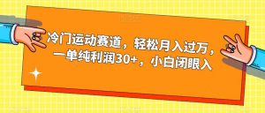 冷门运动赛道，轻松月入过万，一单纯利润30+，小白闭眼入【揭秘】-88共享
