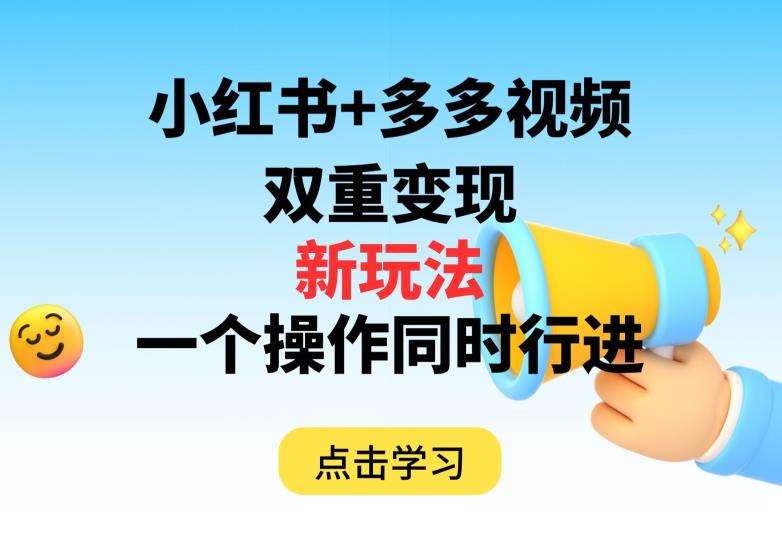 多多视频+小红书，双重变现新玩法，可同时进行【揭秘】-88共享